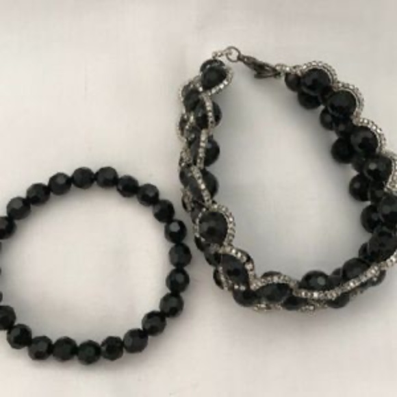 Elastic Bracelets With Tonal Beads Black & Silver - Picture 4 of 9